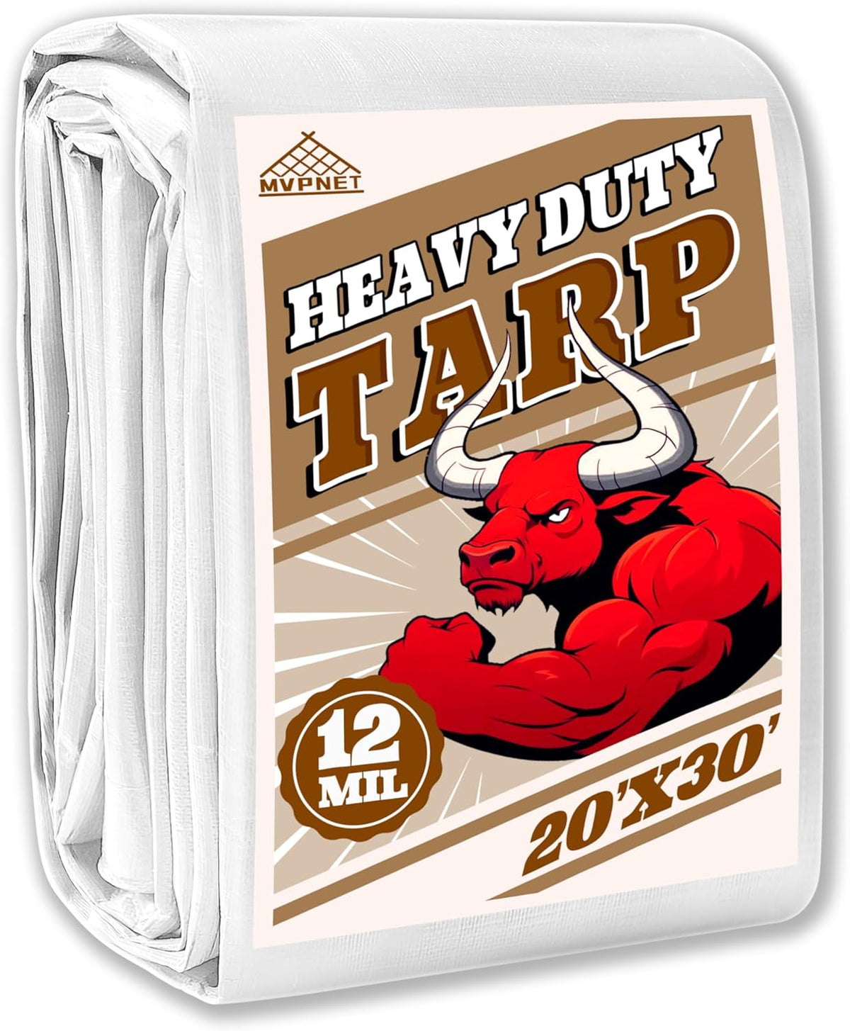 Tarp 20x30 ft Heavy Duty 12mil 100% Waterproof High Durability Multipurpose,Uv Resistant,White Tarp