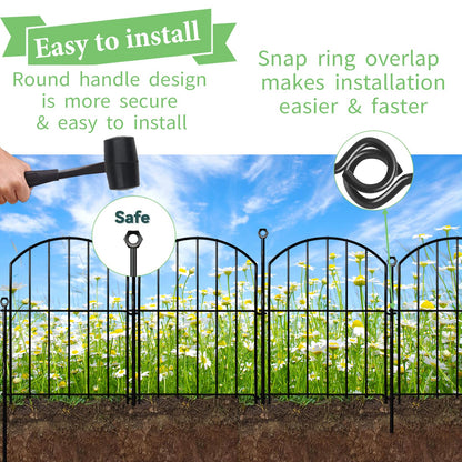Decorative Garden Fence 17in x10ft, 10 Pack Rustproof Metal No Dig Fence Animal Barrier for Dog