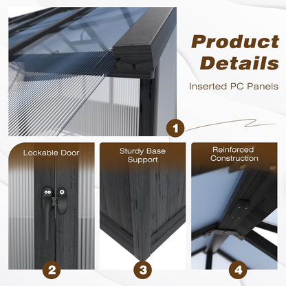 MUPATER 6' x 12' Walk-in Wooden Polycarbonate Greenhouse with Ventilated Window & Lockable Door