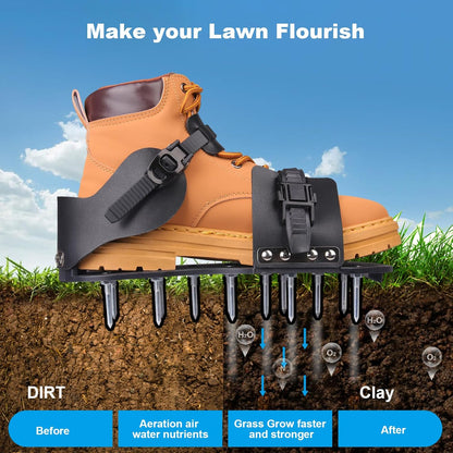 Lawn Aerator Shoes, Aerator Shoes with Adjustable Loop Strap and Snap-On Buckle, with 26 Stainless
