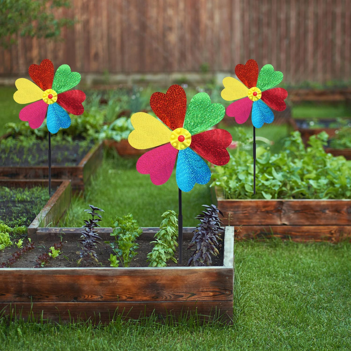 Garden Wind Spinners for Outdoor, Decorative Pinwheel Bee Butterfly Ladybug Windmill Whims