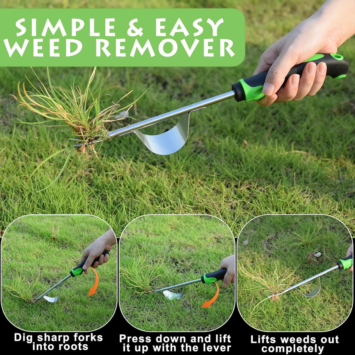 Weed Puller Tool 3pcs, 2025 New Portable Weeder Tool, Weeding Tool with Stainless Steel, Garden