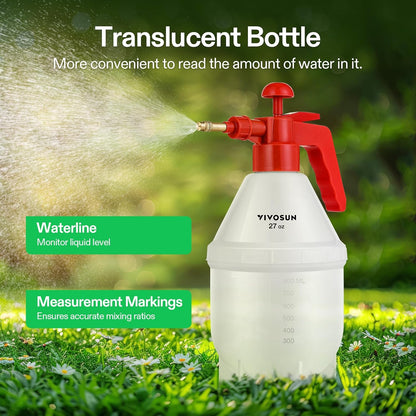 VIVOSUN 27oz Pump Sprayer, Handheld Garden Water Sprayer Bottle with Adjustable Brass Nozzle, for