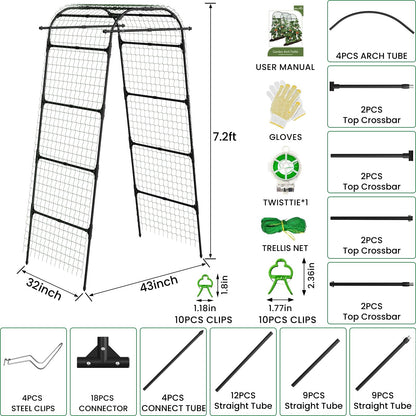 Heavy Duty Garden Arch Trellis for Climbing Plants, 20mm Thick Rustproof Metal Frame, Easy Assembly