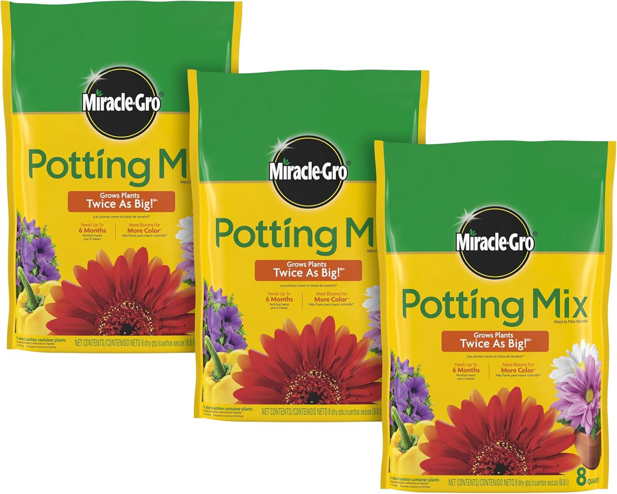 Miracle-Gro Potting Mix, For Indoor or Outdoor Potted Plants, Flowers, Vegetables, Shrubs, Annuals