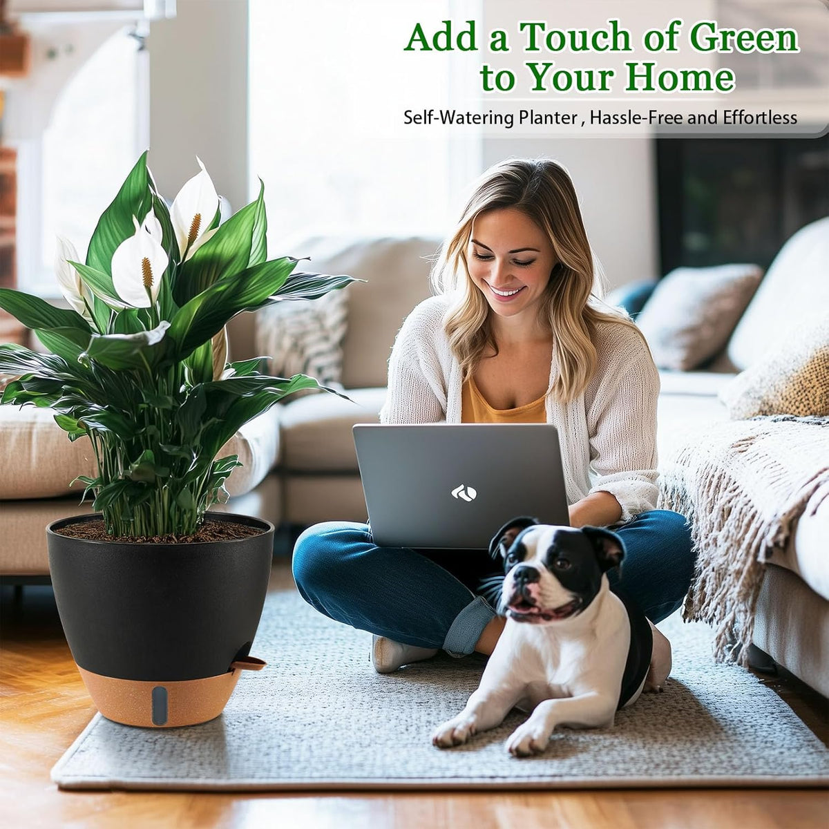 8/10/12 Inch Self Watering Pots for Indoor/Outdoor Plants - Large Plastic Planter with Drainage