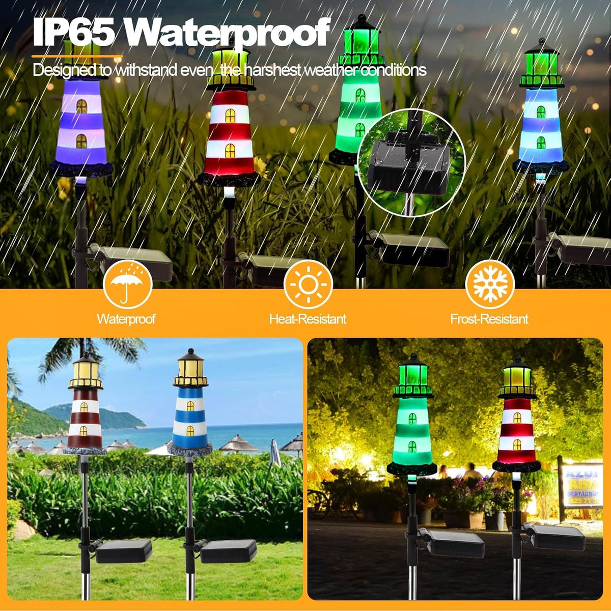 Lighthouse Outdoor Solar Lights, 2 Packs Outdoor Waterproof, Solar Trail Lights Decor Your Garden