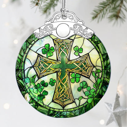 Stained Glass Cross Ornament, Christmas Ornaments, Christmas Decorations for Tree, Holiday
