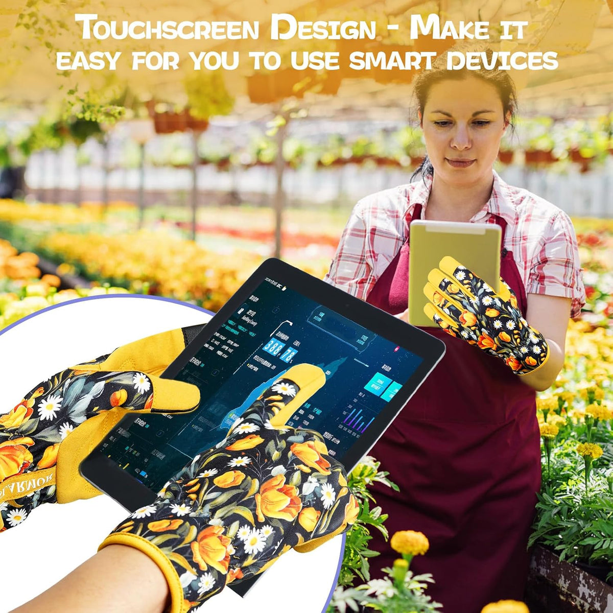 Leather-Gardening-Gloves for Women,Thorn-Proof Work-Gloves for Weeding,Digging,Planting,Pruning