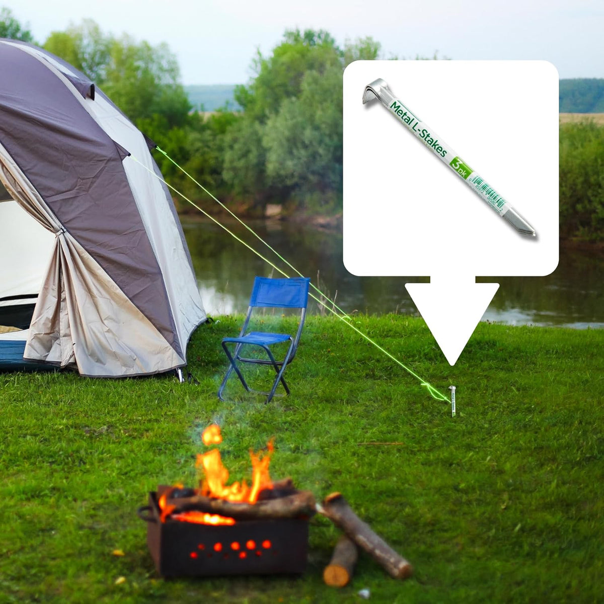 Greenscapes Metal L Stakes – 12-Pack (4 Bundles of 3) Heavy-Duty Garden Anchoring Stakes for