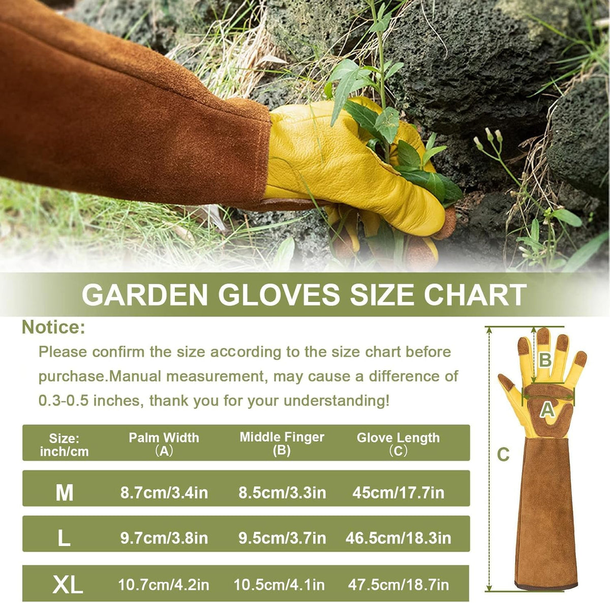 Long Gardening Gloves for Women Thorn Proof,Rose Pruning Cowhide Leather Garden Gloves for Cactus