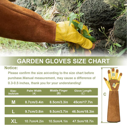 Long Gardening Gloves for Women Thorn Proof,Rose Pruning Cowhide Leather Garden Gloves for Cactus