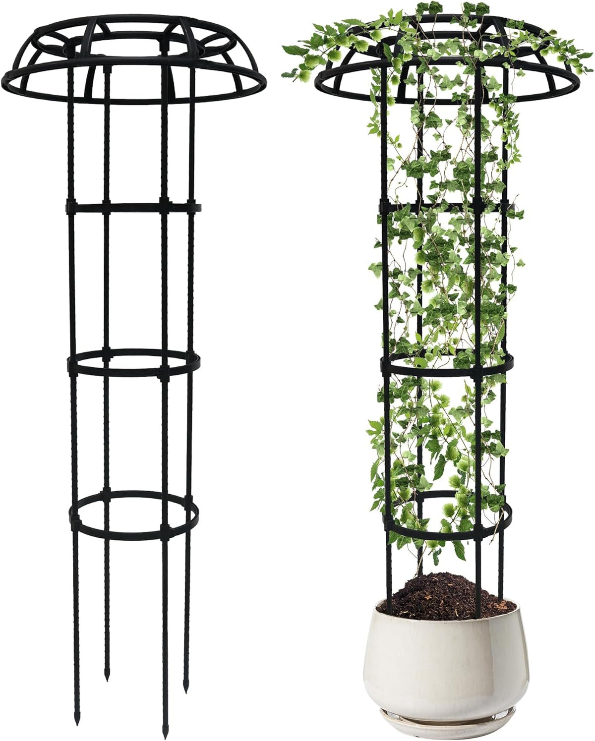 65 Inch Garden Trellis for Climbing Plants Outdoor, Mushroom Top Trellis for Potted Plants, Vines