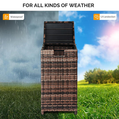 VINGLI 33 Gallon Outdoor Trash Can with Convenient Lid, Rattan Garbage Container with Side Hook