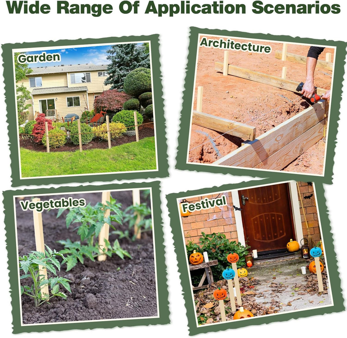 48 Pieces Wooden Garden Stakes 18 x 0.75 Inch Grade and Survey Stakes Wooden Garden and Sign Posts
