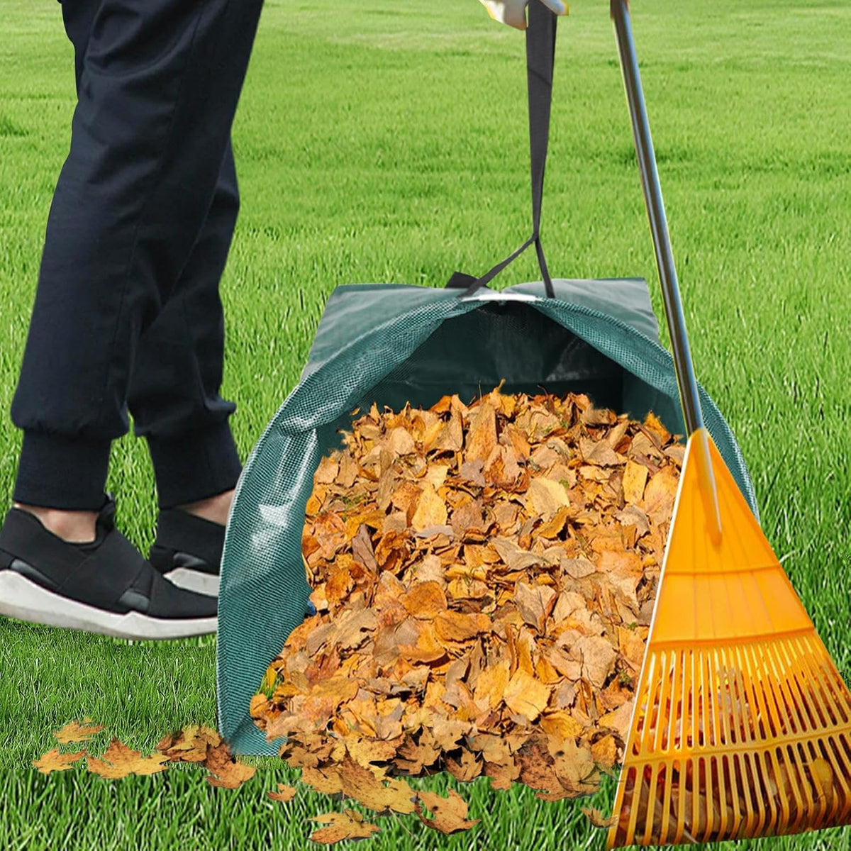 Leaf collector leaf scoop,Foldable yard waste bag,Extra large lawn bags leaf bags,Heavy leaf pick