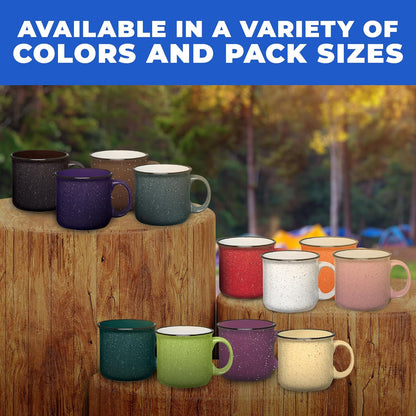 Set of 16 Ceramic Campfire Mugs – 15 Oz, Red – Coffee & Tea Cups for Home, Work, Travel, Camping