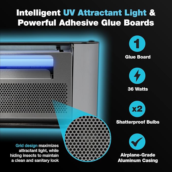 Catchmaster Vector Plasma One Trap, Compact UV Light Fly Traps for Home, Gnat Traps for House