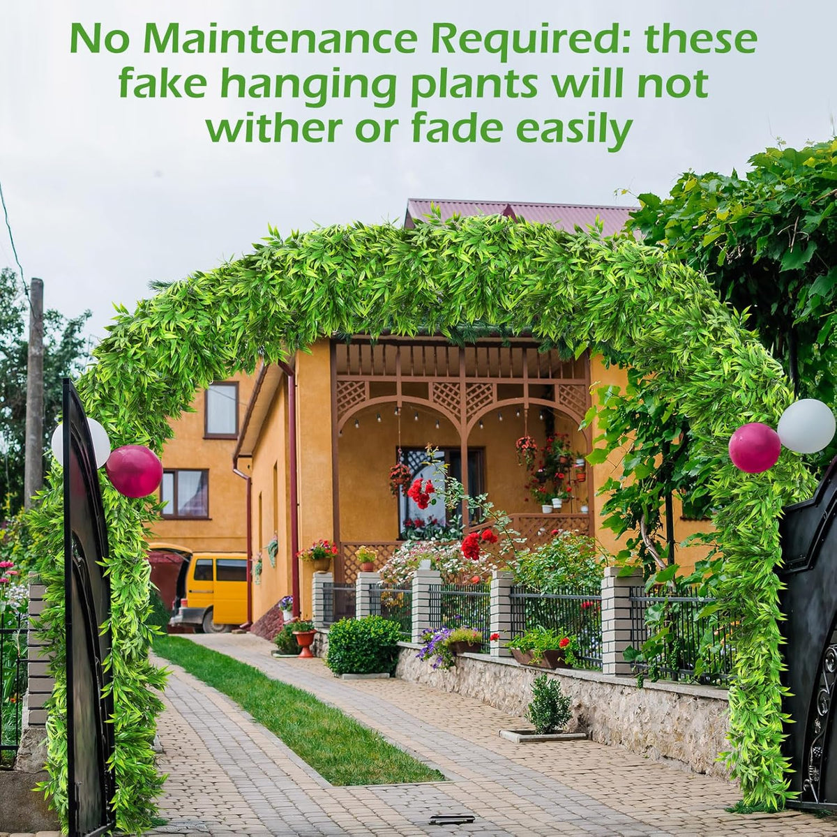 Hoteam 12 Pcs Artificial Hanging Plants 32 Inch Fake Ivy Vines with Fake Leaves Patio Artificial