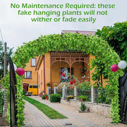 Hoteam 12 Pcs Artificial Hanging Plants 32 Inch Fake Ivy Vines with Fake Leaves Patio Artificial
