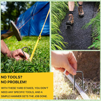 Landscape Staples 6inch,11Gauge Galvanized Lawn Staples, Sturdy Garden Stakes for Effortlessly