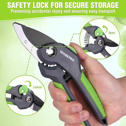 WORKPRO 8.5" Anvil Pruning Shear, Heavy Duty Garden Scissors & Clippers with Labor-Saving Design