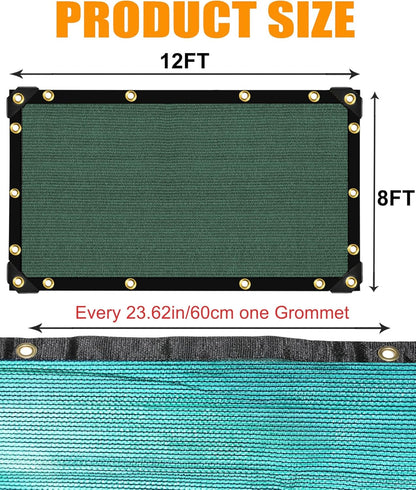 E.share 70% Shade Cloth for Garden, 12 Ft X 8 Ft Sun Shades Outdoor Patio with Grommets for Plant