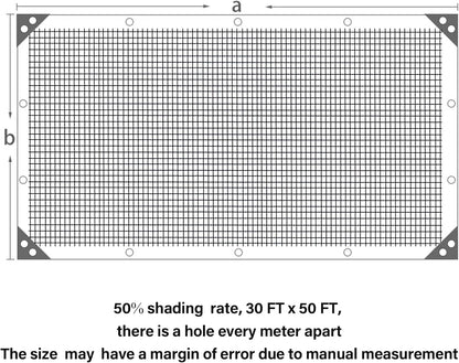 winemana Black Shade Cloth 50%, 30x50 FT Mesh Tarp - Garden Shade for Greenhouse, Patio