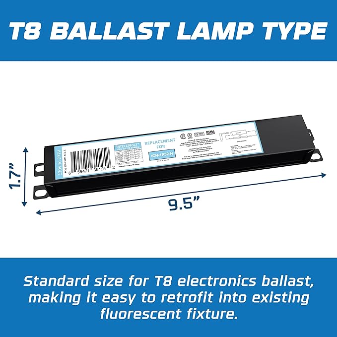 OHLECTRIC 10 Pack - Replacement for ICN1P32-SC 1 Lamp - T8 Fluorescent Ballast, Electronic Ballast