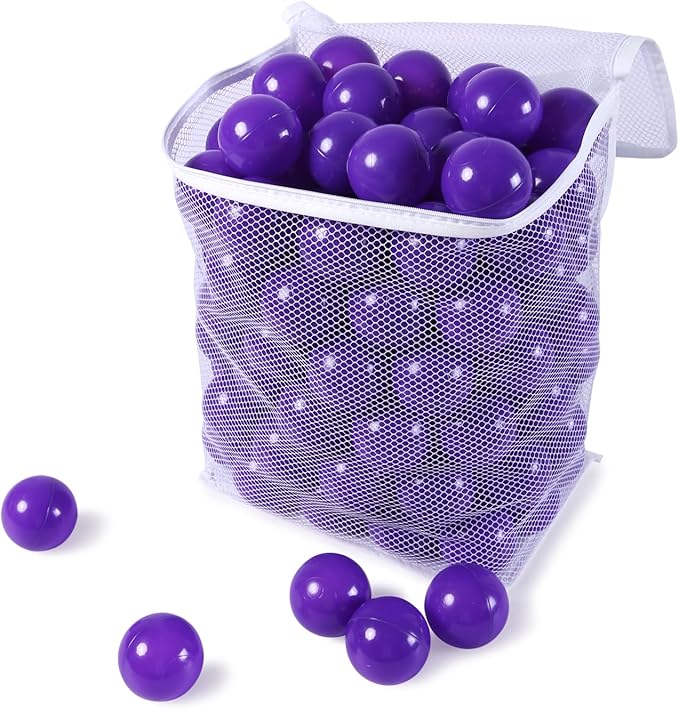 Ball Pit Balls for Kids, Plastic Refill 2.2 Inch Balls, 100 Pack, Bright Colors, Phthalate and BPA
