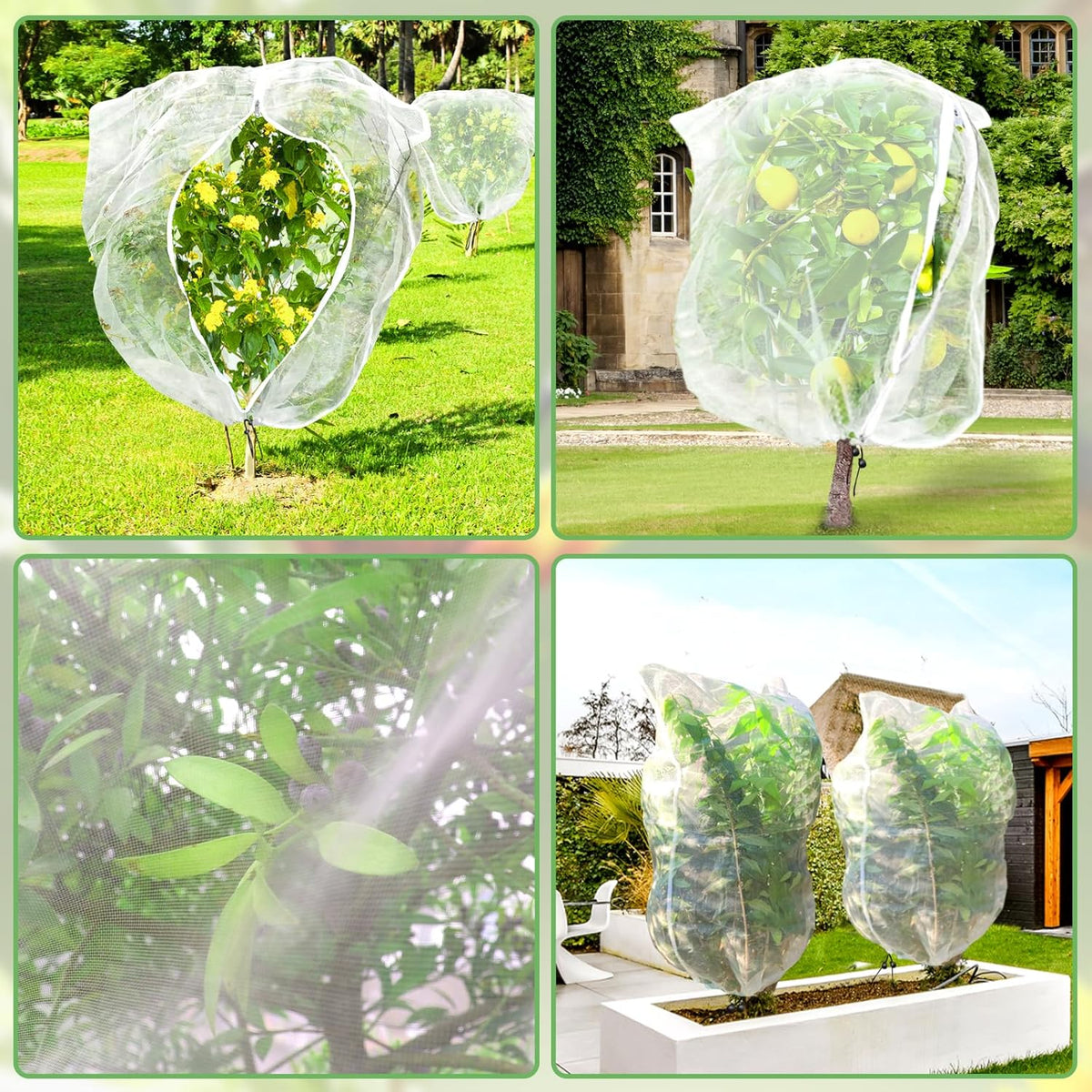 Fruit Tree Netting, 8x8 FT Plant Mesh Netting for Garden Protection with Zipper, Blueberry Bush