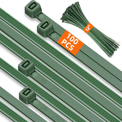 12 Inch 4.8mm Green Zip Ties, 55 Lbs PA66 Heavy Duty Plastic Wire Ties, Premium Self-locking Nylon