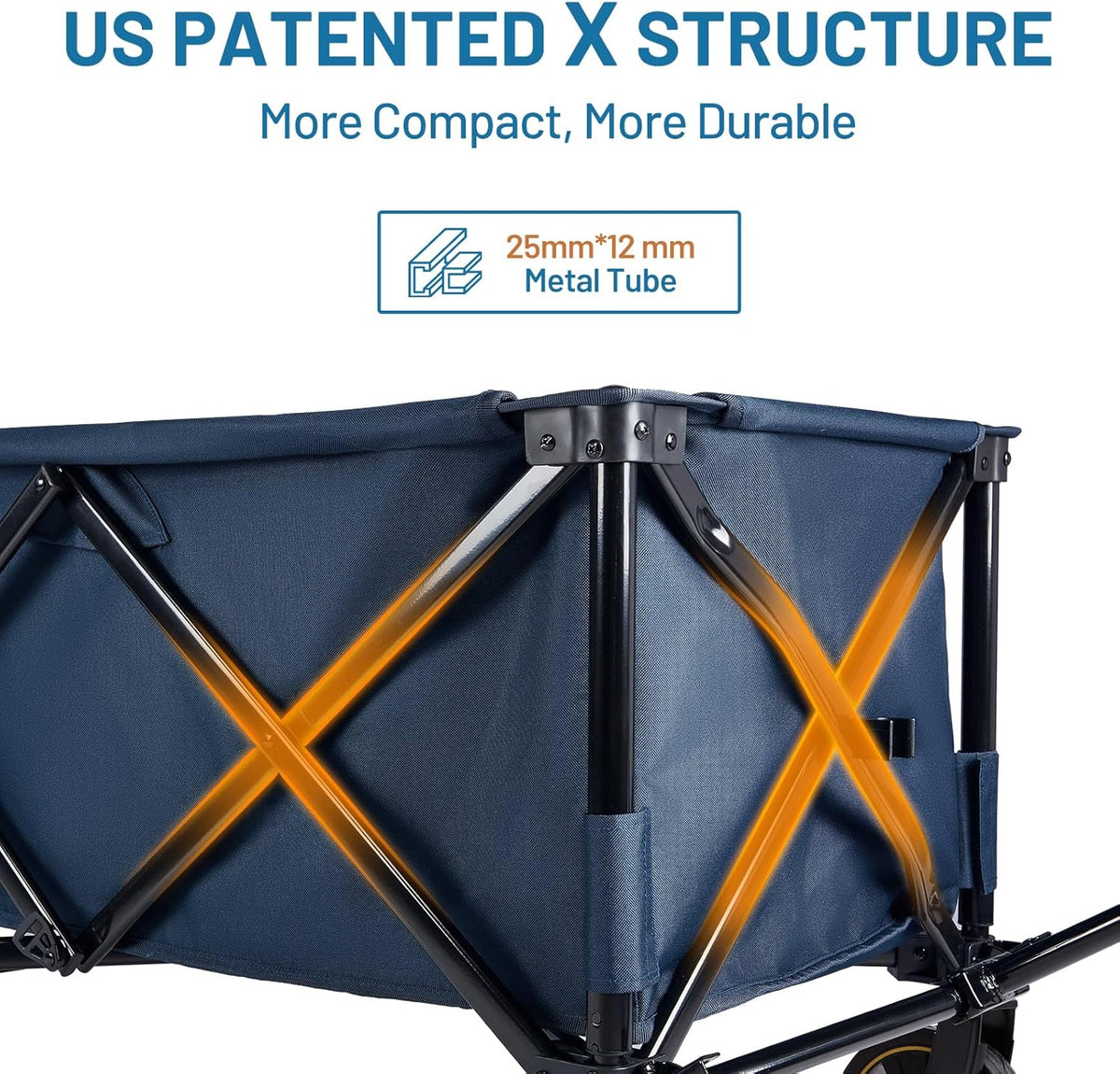 TIMBER RIDGE 51.2'' Extended Collapsible Wagon Cart with Brakes and Cargo Net, 500LBS Heavy Duty