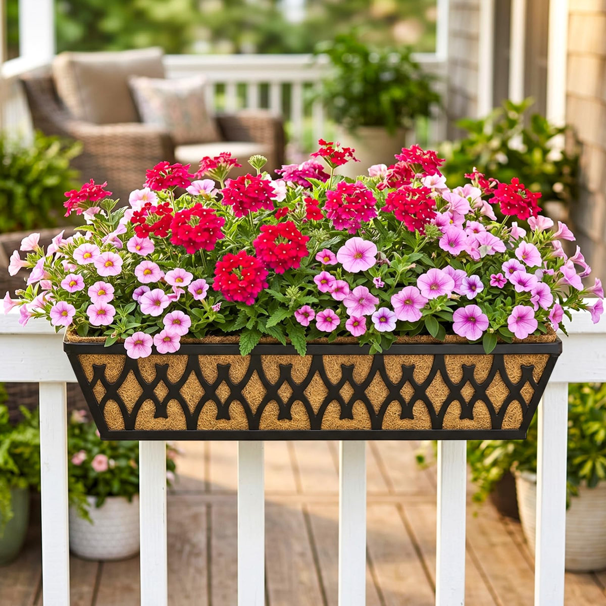 4 Pack 24 Inch Window Boxes Planters for Outdoor Plants Railing Planter Box with Adjustable