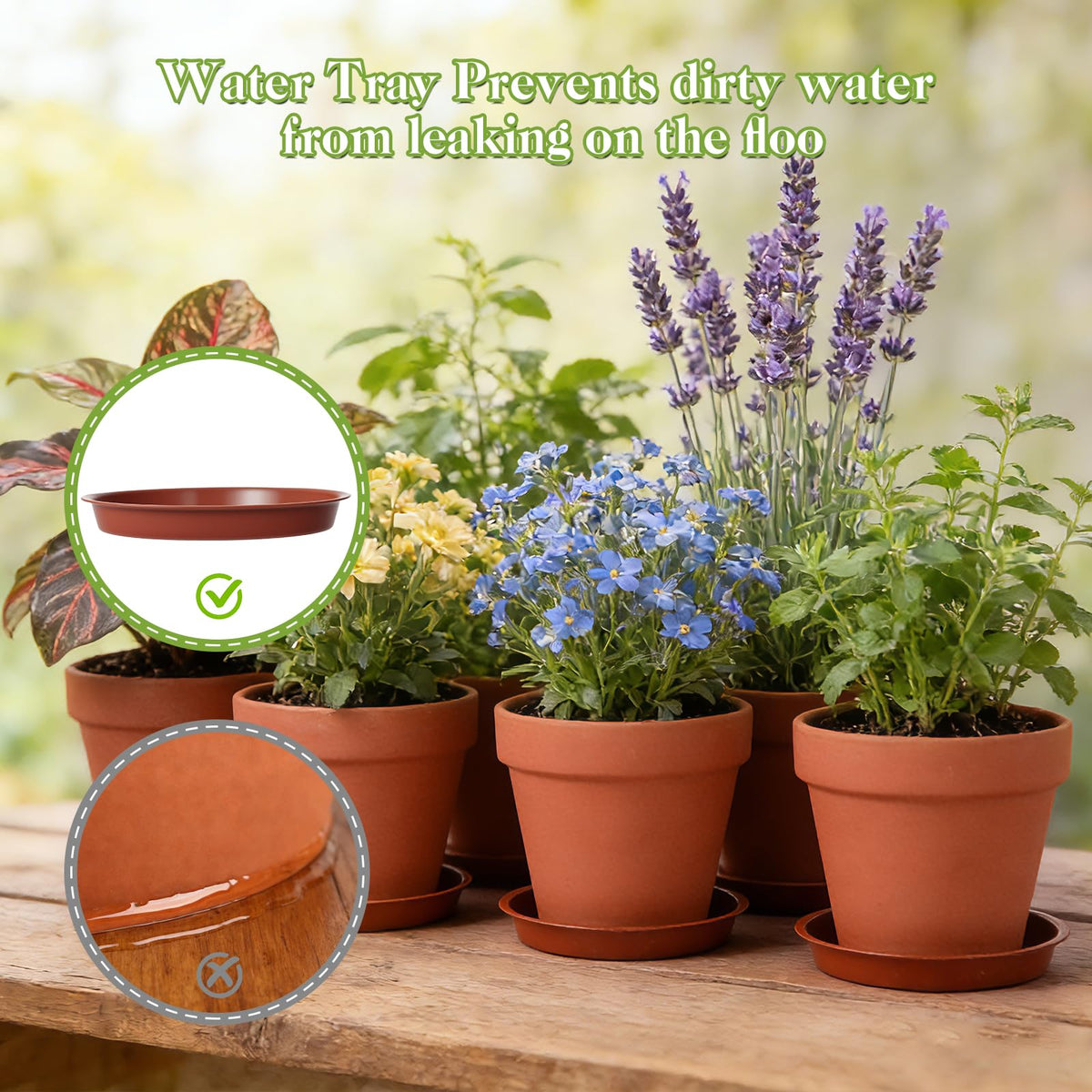 KOAMLY 6 PCS Clay pots and Plates, 5-inch red Clay pots with Drainage, Perfect for Indoor