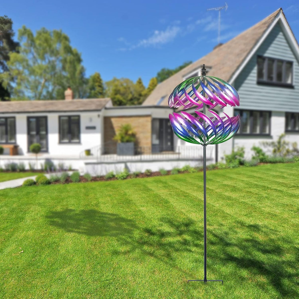 MUMTOP Wind Spinner 360 Degrees Double Steel Metal Wind Sculpture Ball Spinners for Decorating Your