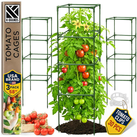 Tomato Cage Square - Large Trellis Stakes and Plant Support Structures for Vegetables and Climbing