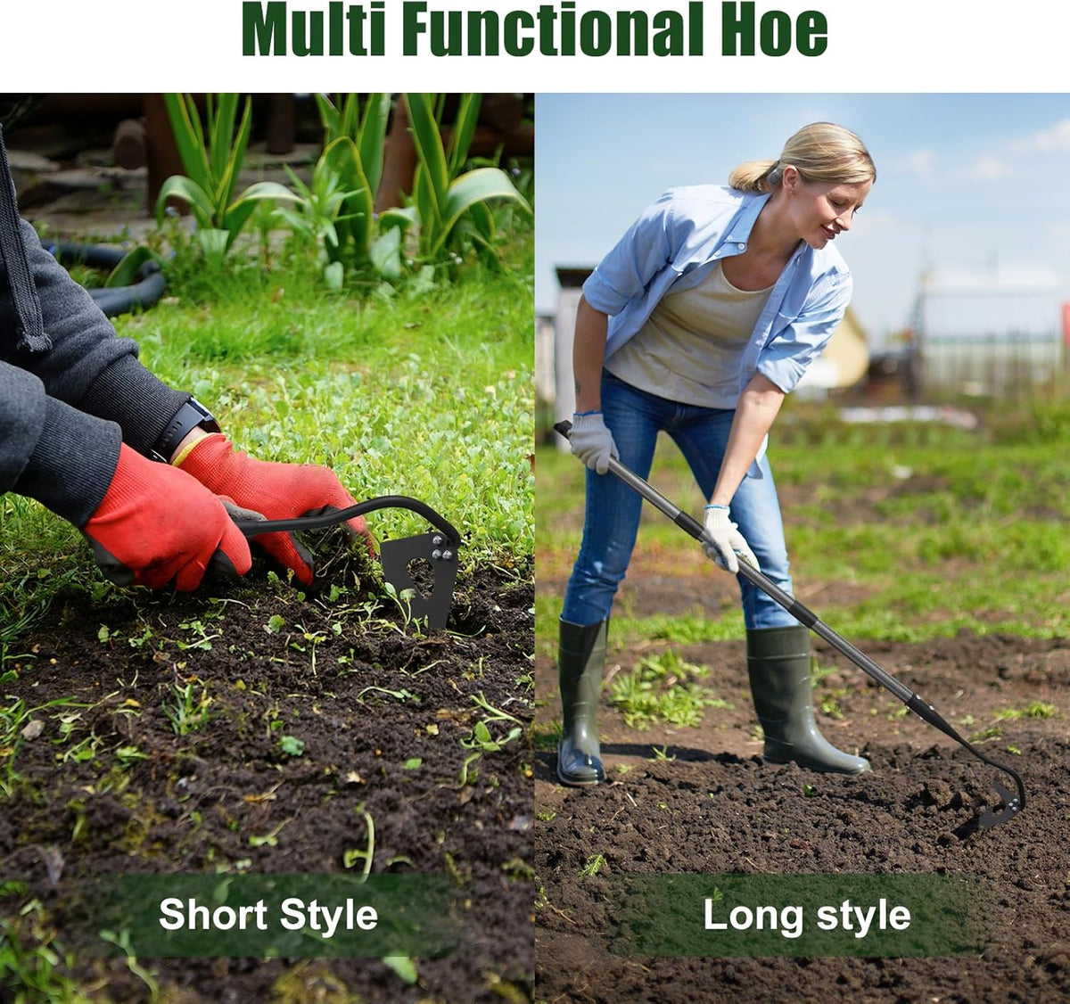 Hardened Hollow Hoe with Long Handle 48 inch Heavy Duty Garden Hoe Tool - Ergonomic Weeding Tool
