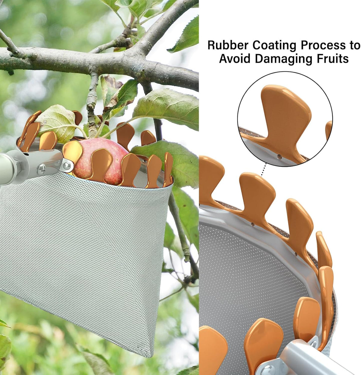 Fruit Picker Tool with 6-Part Extension Pole and Cloth Bag for Gentle Fruit Catching（8FT）