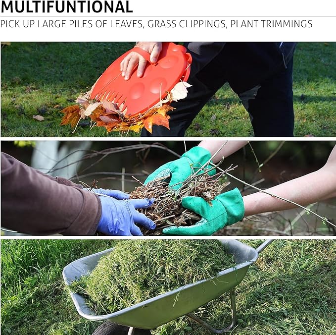 GardenHOME Garden and Yard Scoops Ladybug-Shaped Hand Rakes, Large Grabber with Leaf Claws for Easy