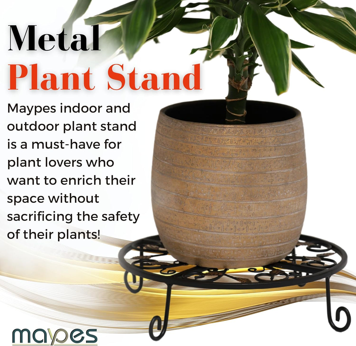 Metal Plant Stand – 2-Pcs Set 12-inch Outdoor and Indoor Plant Stand – Modern Plant Holder for