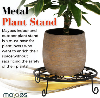 Metal Plant Stand – 2-Pcs Set 12-inch Outdoor and Indoor Plant Stand – Modern Plant Holder for