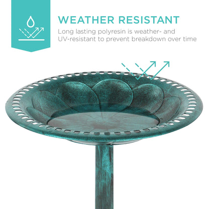 Best Choice Products 28in Pedestal Bird Bath, Vintage Outdoor Resin Accent Decoration