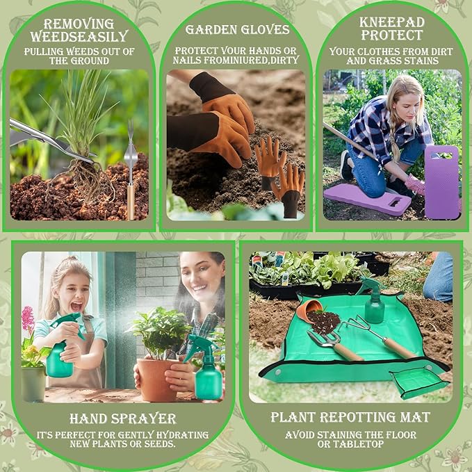 Gardening Tools Set, 11 Piece Garden Hand Tools, Garden Tools Set with Rust-Proof,Fashion and