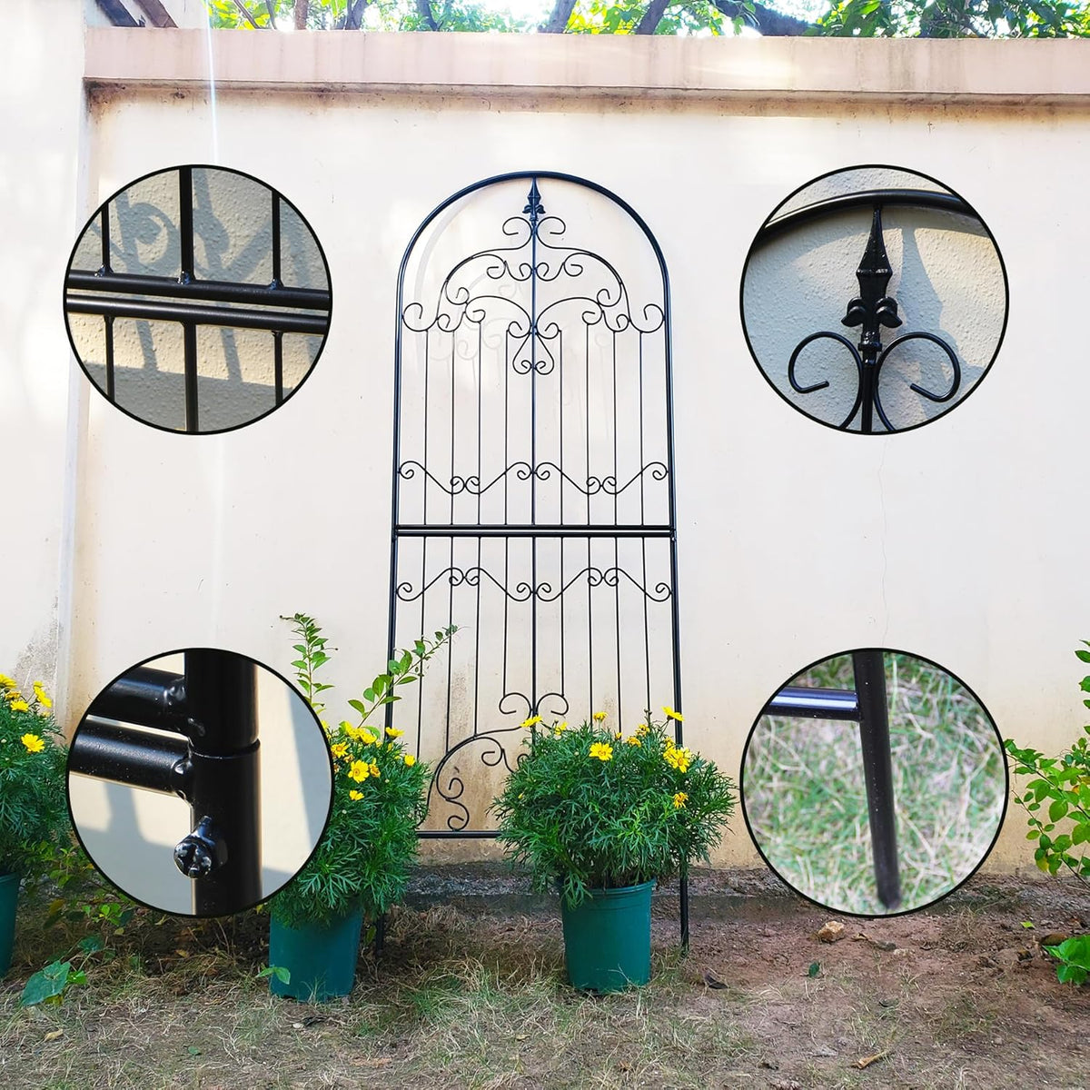 Trellis for Climbing Plants 70.8" H x 25.6" W Metal Wrought Iron Outdoor Wall Panel for Vines