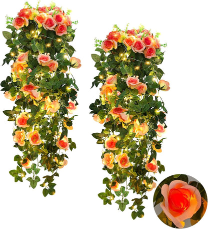RECUTMS 2pcs Artificial Hanging Plants 32 in Fake Plant Ivy Vine Outdoor UV Resistant Plastic