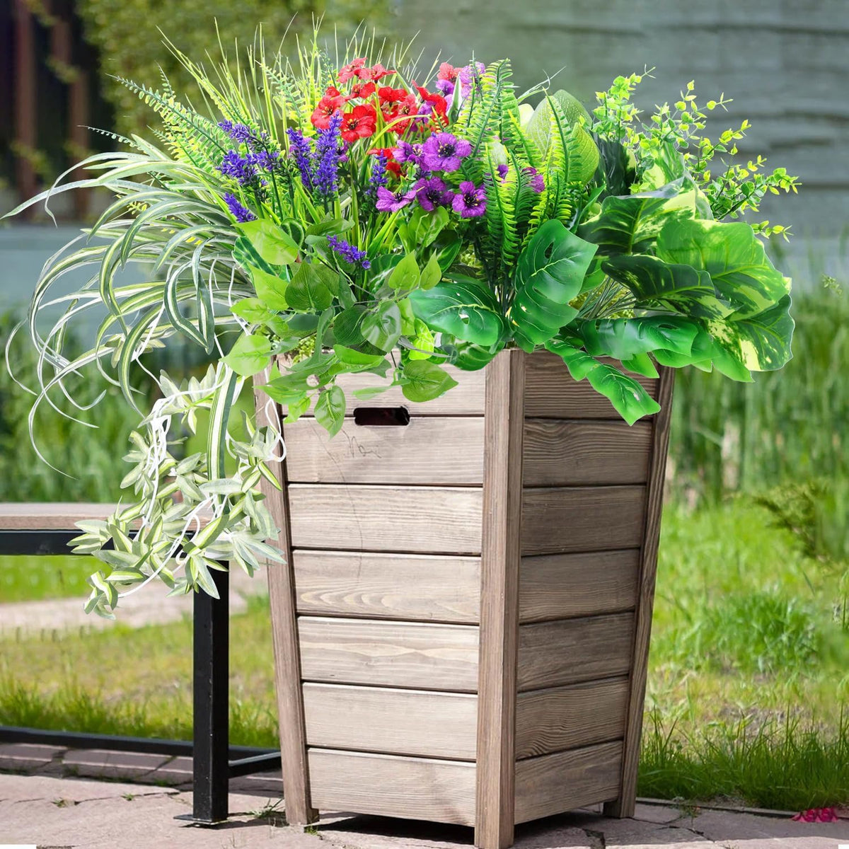 14 Bundles Artificial Plants Outdoor UV Resistant, Fake Greenery Plant Flower, Faux Boxwood Boston