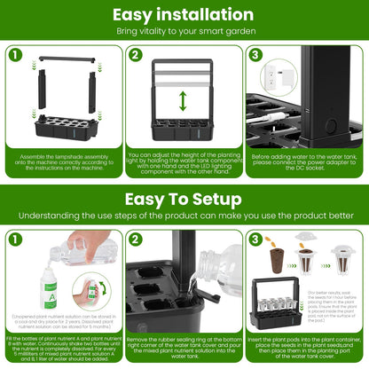 HEDETM 15 Pods Hydroponics Growing System Indoor Garden with LED Grow Light