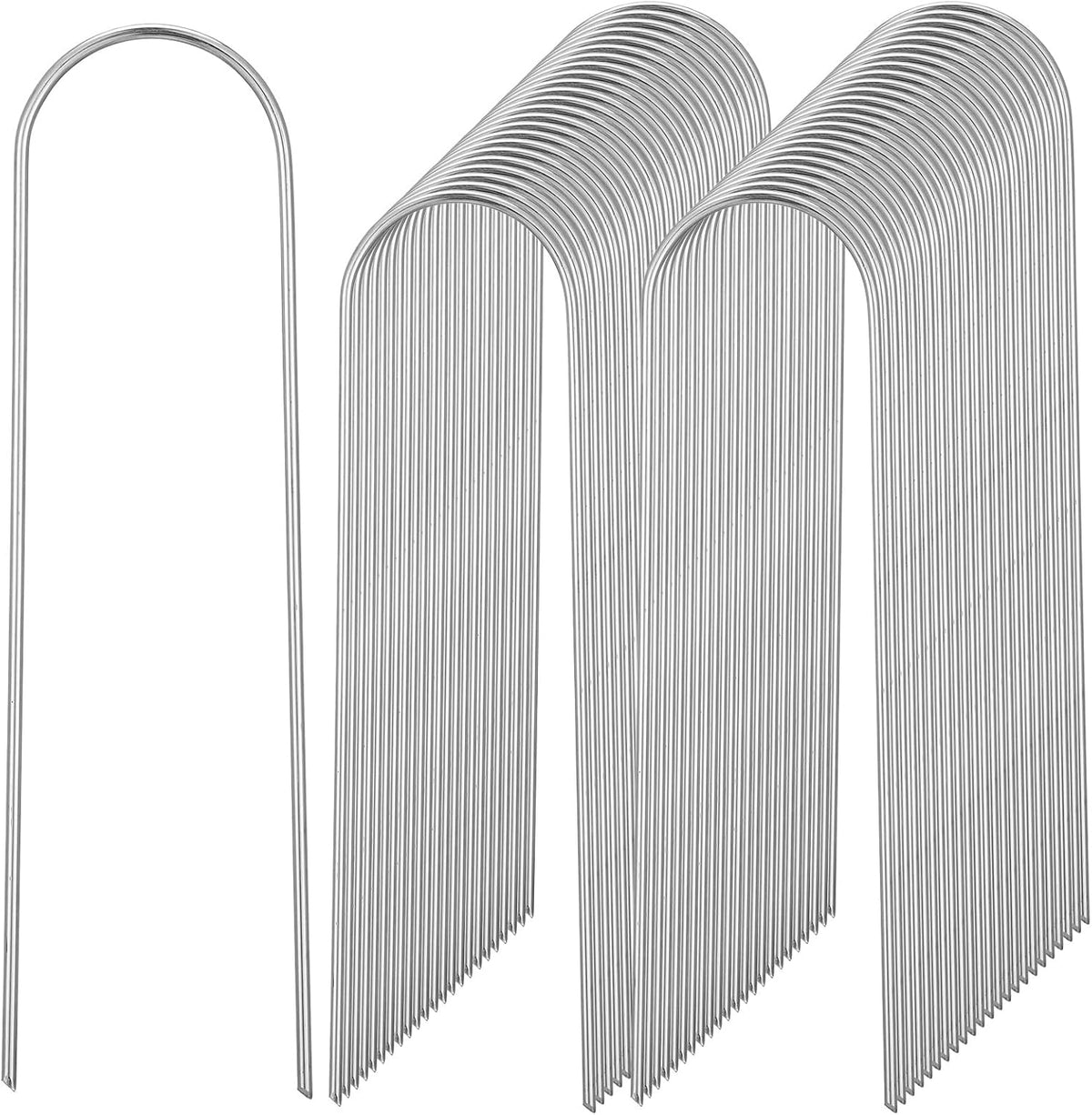 150 Pack U Shape Drip Irrigation Stakes, Heavy-Duty Garden Staples 6 Inch Galvanized Rust-Resistant