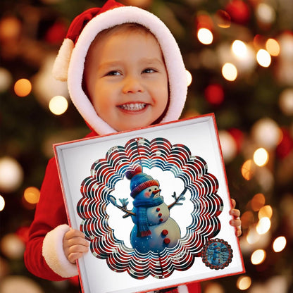 3D Snowman Wind Spinners for Yard and Garden Christmas Decor 12 Inch Outdoor Metal Stainless Steel